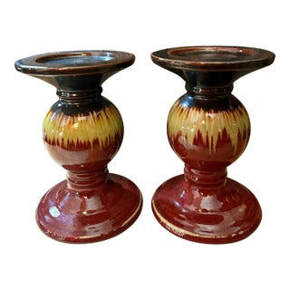 1980s Set of 2 Vintage Chunky Candle Holders For Sale