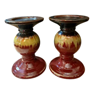 1980s Set of 2 Vintage Chunky Candle Holders