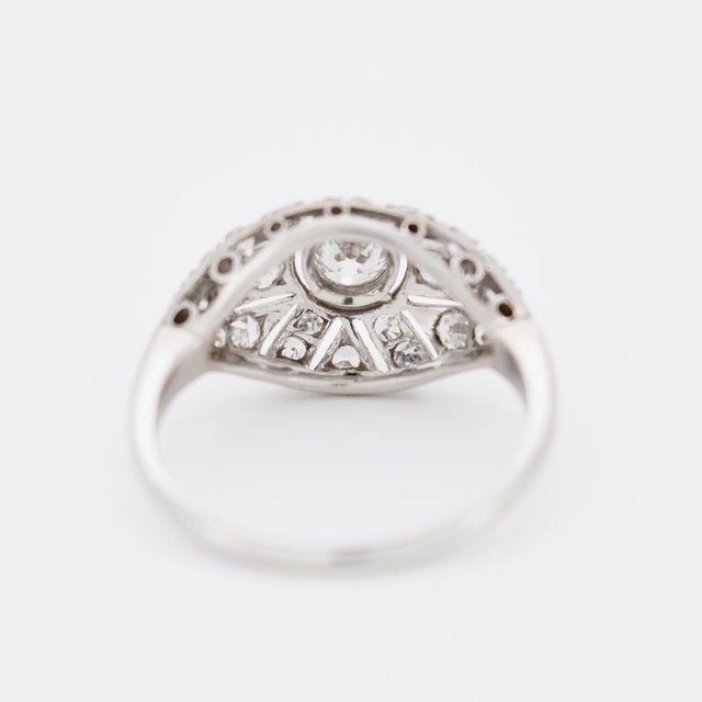 Art Deco Ring in Platinum and Diamonds, Size 7.5 For Sale - Image 4 of 5