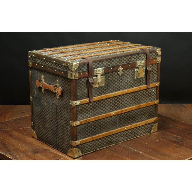 Checkered Mail Trunk, 1920s For Sale - Image 4 of 11