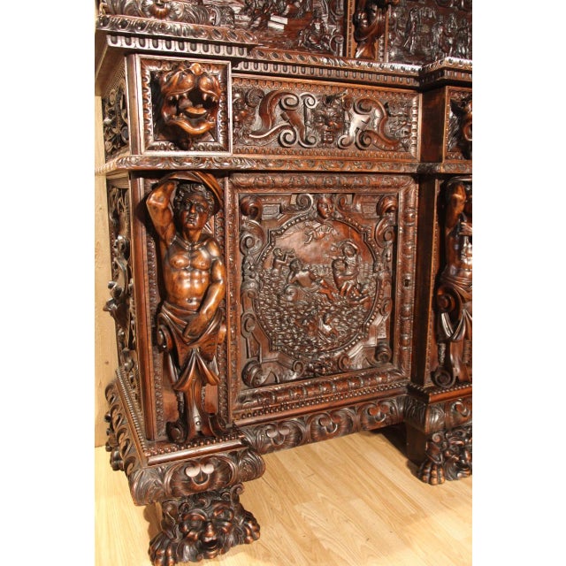 Renaissance-Style Walnut Castle Sideboard, 19th Century For Sale - Image 12 of 16