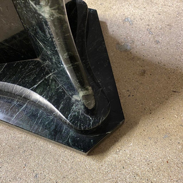 Dark Green Verdi Alpi Marble Art Nouveau Style Short Pedestal For Sale - Image 8 of 15