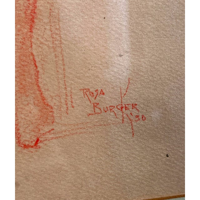 Vintage C.1930 Rosa Burger Pastel Pencil & Gouache Nude Portraits - a Pair For Sale - Image 10 of 11