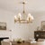 Aloadecor Warm Brass Chandelier With Fabric Shades and Alabaster Finials For Sale - Image 9 of 10