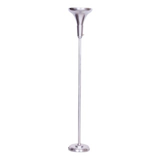Bauhaus Floor Lamp in Plated Brass by Gottlieb Brothers, Czech, 1930s For Sale