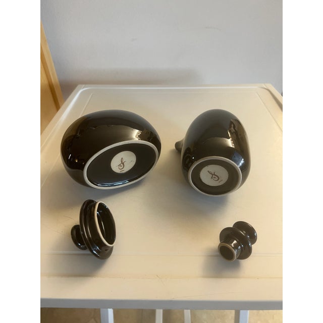 Ceramic Brown Creamer & Sugar Set- A Pair For Sale - Image 7 of 9