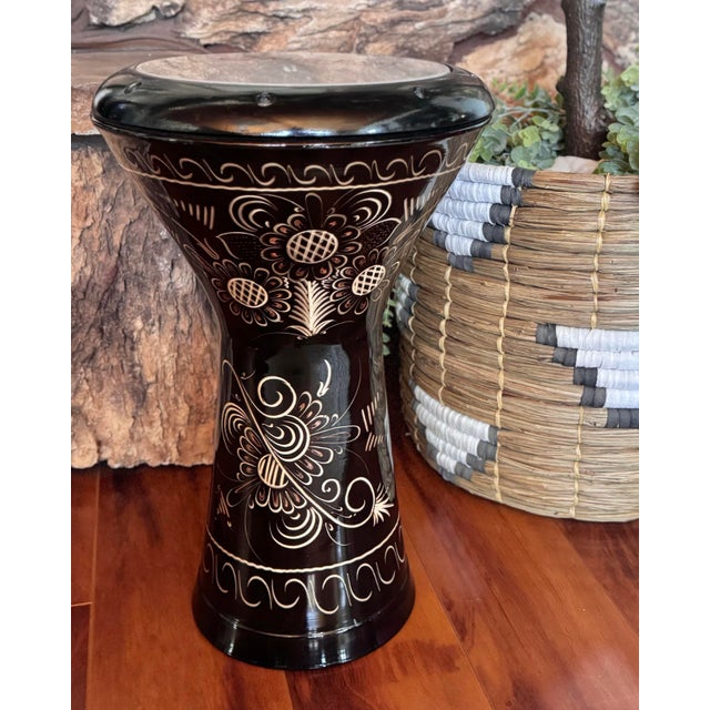 2000 - 2009 Mid-East Turkish Black Metal Engraved/Etched Darbuka/Doumbek Percussion Drum For Sale - Image 5 of 12