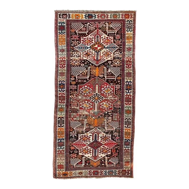 Early 20th Century Caucasian Akstafa Immortal Peacocks, Protective Animals Rug 4.6 x 9 For Sale