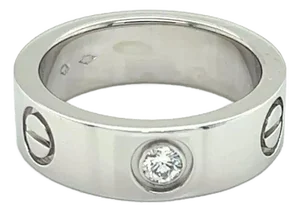 Cartier Love One Diamond Platinum Wide Band Ring - Size 4.5