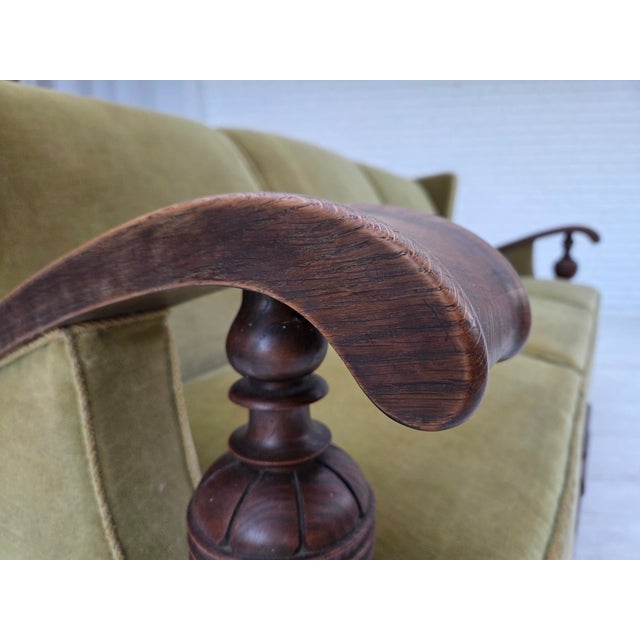 Danish Three-Seater Sofa in Velour and Oak, 1950s For Sale - Image 17 of 18