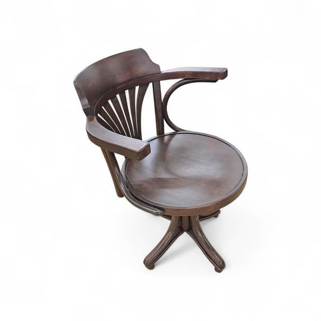Art Nouveau Style Bentwood Swivel Desk Chair For Sale - Image 3 of 14