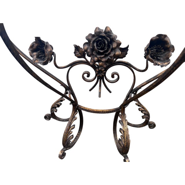 Early 20th Century Oscar Bach Style Marble Top Iron Console Iron Mirror For Sale - Image 4 of 18