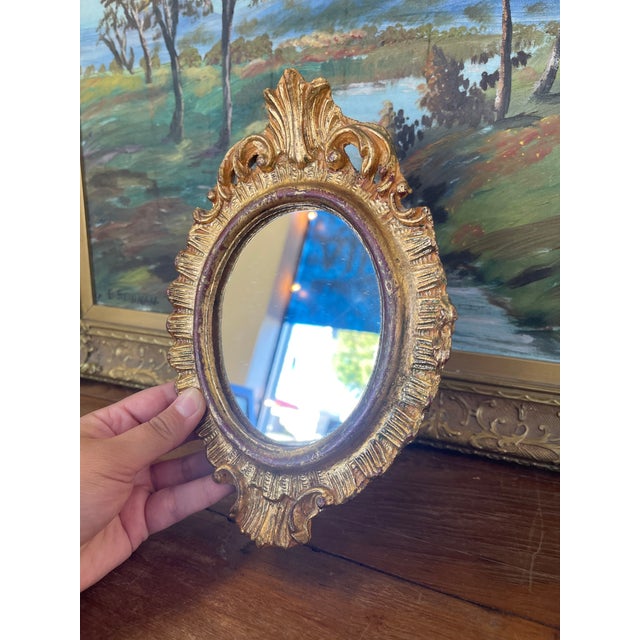 Vintage Italian Florentia Possibly Giltwood Rococo Style Wall Mirror, Hand Made in Italy For Sale In Seattle - Image 6 of 11