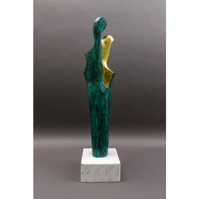 Mid 20th Century Diego Ortega Modernist Cubist Style Mother Child Bronze Sculpture For Sale - Image 4 of 9