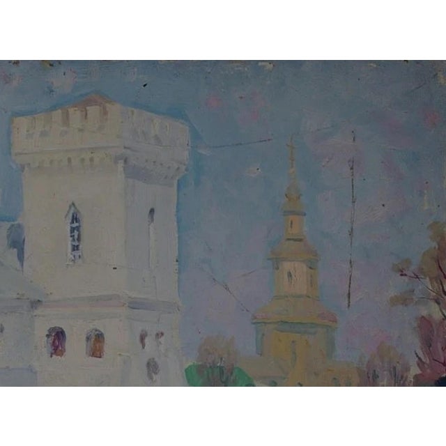 Realism Orthodox Church Landscape Oil Painting, Ukrainian Art, 1974 50-70 For Sale - Image 3 of 6