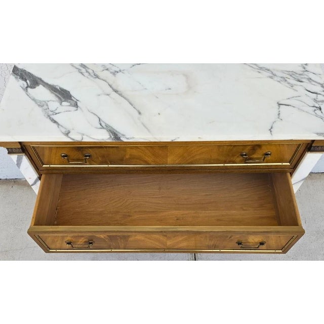 Mid Century Louis XVI Maison Jansen Style Marble Top Commode Dresser Sideboard For Sale - Image 14 of 15
