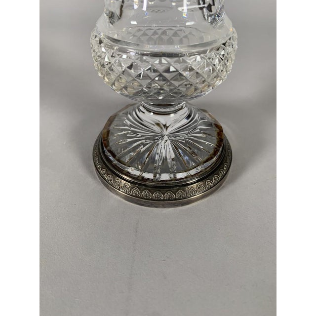 Baluster vase in cut crystal, Charles X period. Cut crystal with diamond points. Chiseled and silvered bronze mount....