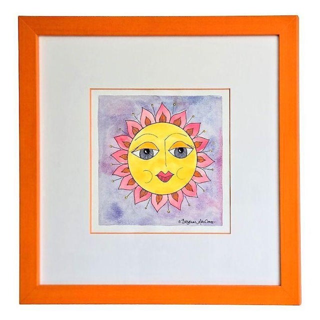 One Sunny Disposition and Sunny Disposition Too - Original Pen and Ink, Gouache Framed Paintings by Suzanne MacCrone Rogers, Set of 2 For Sale - Image 4 of 6