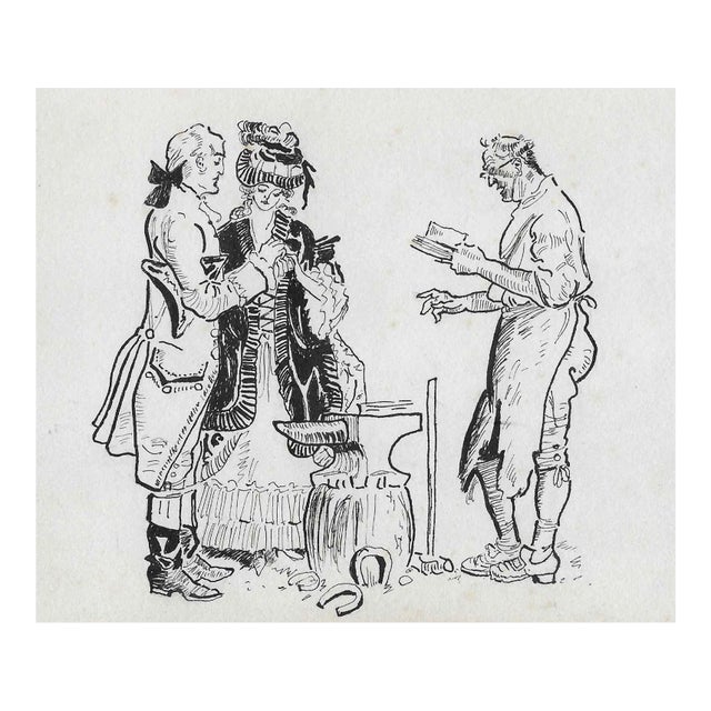 1930s Double Sided Early American Illustration For Sale