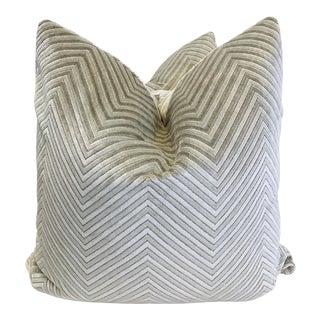 Kravet “Zigandzag Silver” 22” Pillows-A Pair For Sale