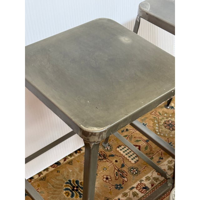 CB2 Cb2 Flint Metal Counter Stools, Pair For Sale - Image 4 of 12