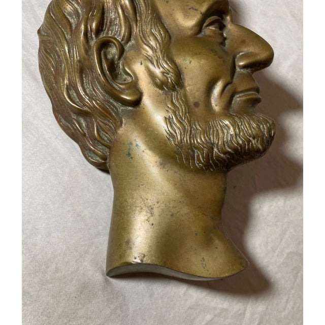 Antique Realistic Gilt Bronze Abraham Lincoln President Wall Plaque Medallion For Sale - Image 4 of 9