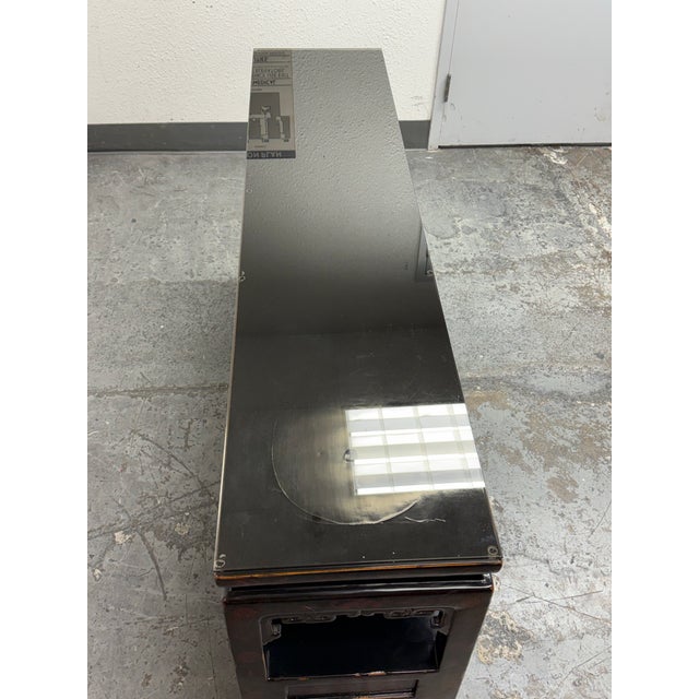 Chinoiserie Black Lacquer Console Table, Vintage For Sale In San Francisco - Image 6 of 12