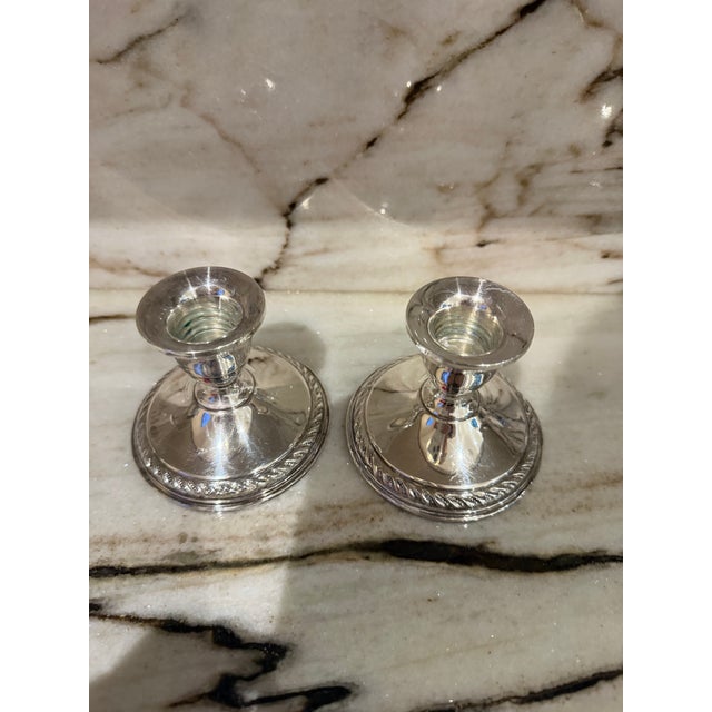 Pair of vintage Sterling silver classic style candleholder.