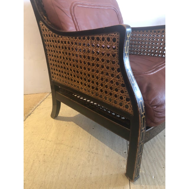 Brown English Regency Double Caned Chinoiserie Armchair With Leather Cushions For Sale - Image 8 of 13