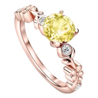 Round Citrine 14 Gold Ring For Sale