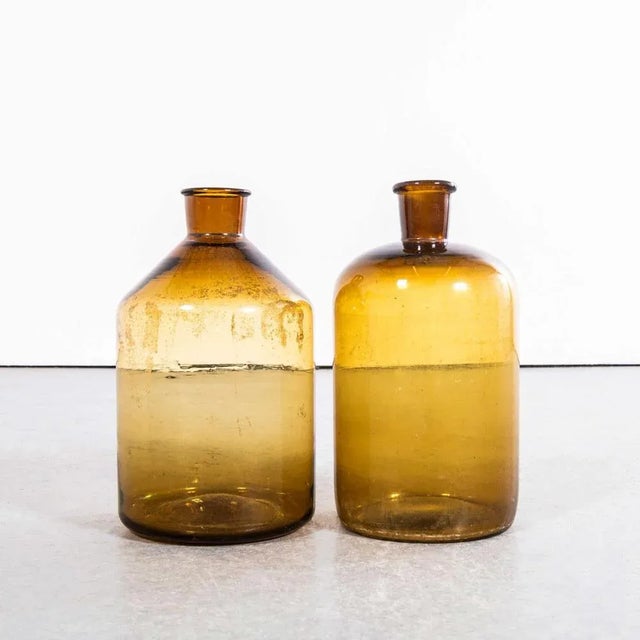 Vintage French Amber Glass Vases, Set of 2 For Sale - Image 5 of 5