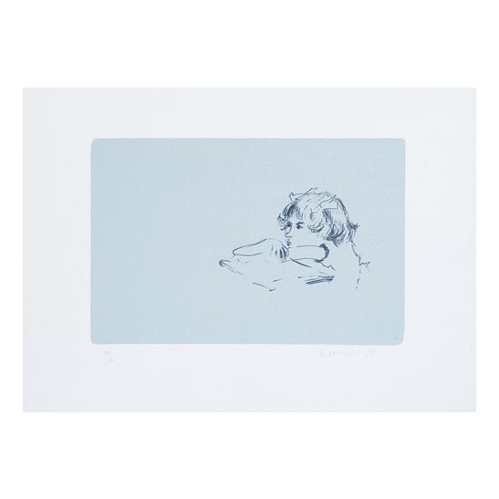 Giovanni Omiccioli, Ornella Reading, Etching, 1975 For Sale