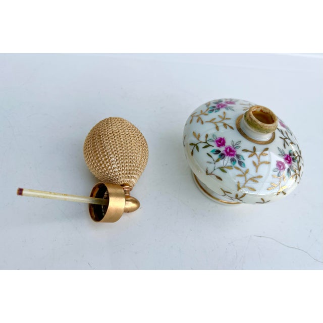 Vintage 1940s Holmspray Porcelain Floral Perfume Atomizer Hand-Painted Japan For Sale In West Palm - Image 6 of 6