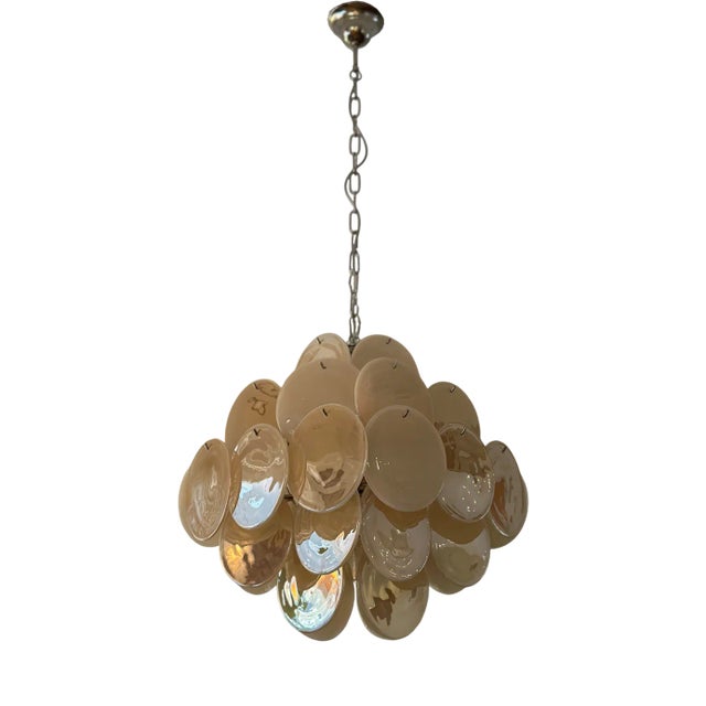 Amber Colored Murano Disc Light in the style of Vistosi For Sale