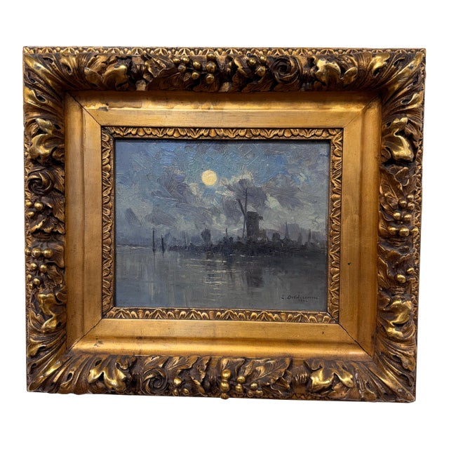 19th Century Night Seascape Oil Painting For Sale