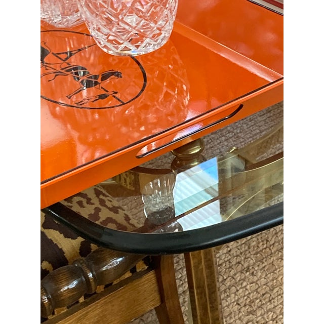Orange Lacquered Hermes Inspired Bar Tray For Sale - Image 17 of 17