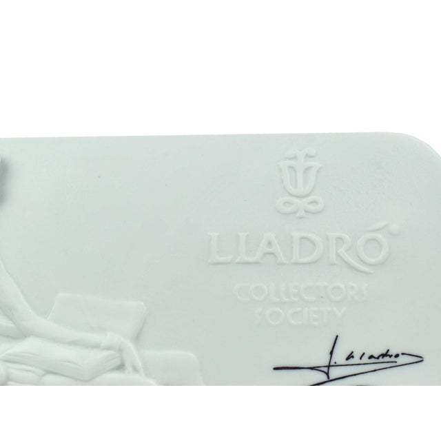 Lladro Handmade Lladró Collectors Society Porcelain Plaque Featuring Don Quixote Bas With Founder Signatures For Sale - Image 4 of 8