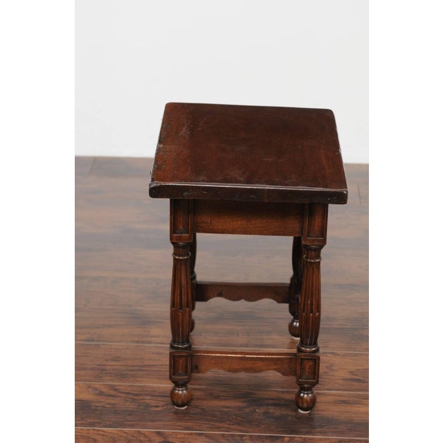 Petite Italian Walnut Side Table with Single Drawer and Fluted Legs, circa 1870 For Sale - Image 9 of 11