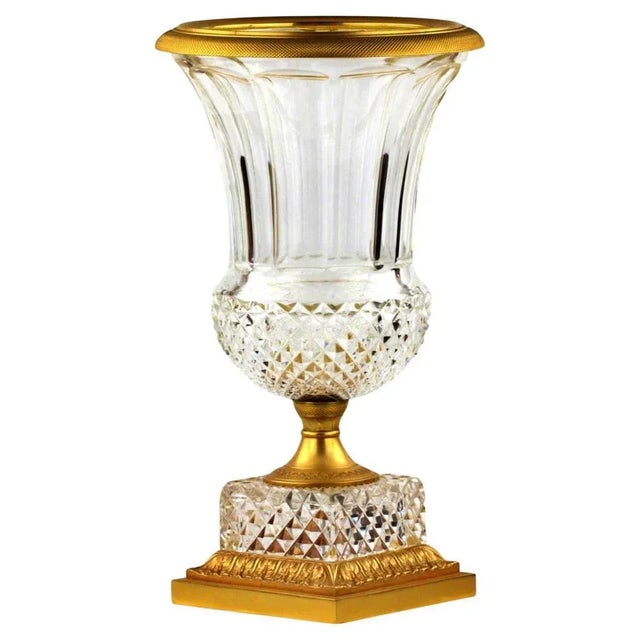 Metal Napoleon III Crystal Vase, France, 19th Century For Sale - Image 7 of 7