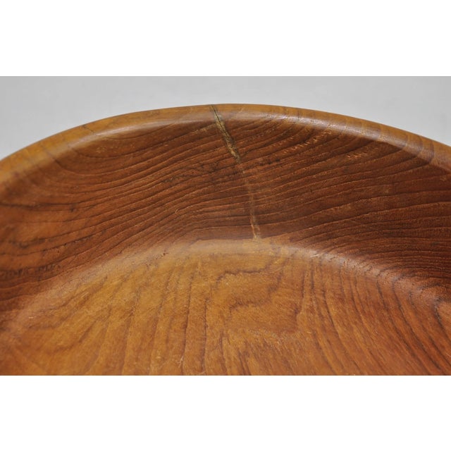 Wood Vintage Mid Century Danish Modern Carved Teak Wood Round Salad Fruit Bowl (B) For Sale - Image 7 of 13