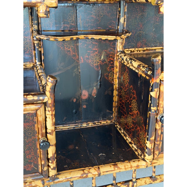 Late 19th Century English Aesthetic Movement Japanned & Tortoiseshell Bamboo Cabinet For Sale - Image 9 of 12