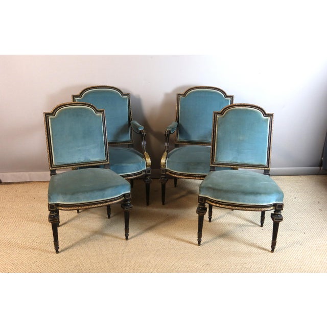 Napoleon III Painted Wood Living Room Set, 1800s, Set of 5 For Sale - Image 6 of 16