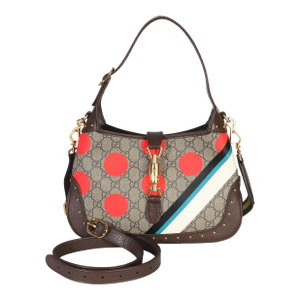 Beige GG Supreme Monogram Canvas Web Geometric Studded Small Jackie 1961 H