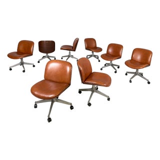 Italian Modern Office Chairs by Ico Parisi for Mim, 1970s, Set of 8 For Sale
