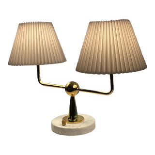 Authentic Jonathan Adler Milano Brass & Carrara Marble 2-Arm Lamp For Sale