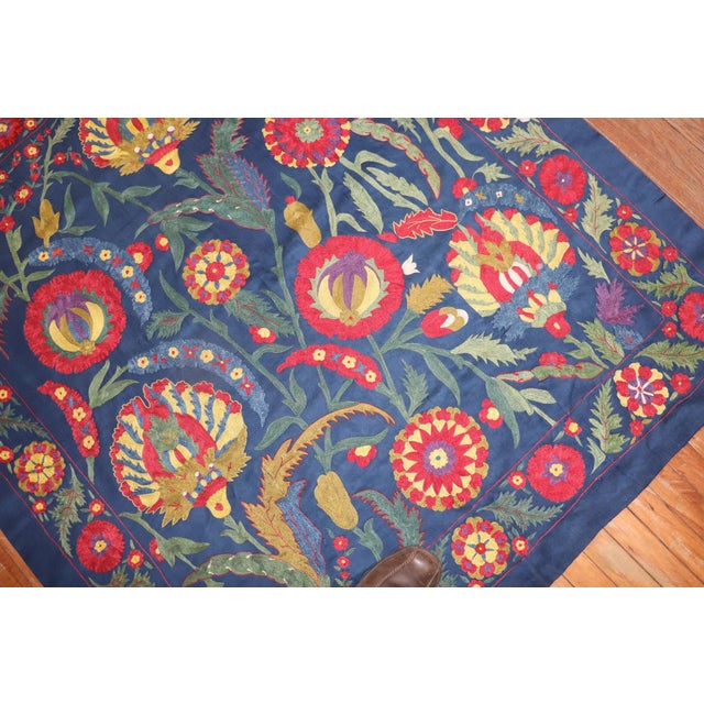 Early 20th Century Square Suzanni Embroidery - 4'9" x 5'2" For Sale - Image 4 of 6