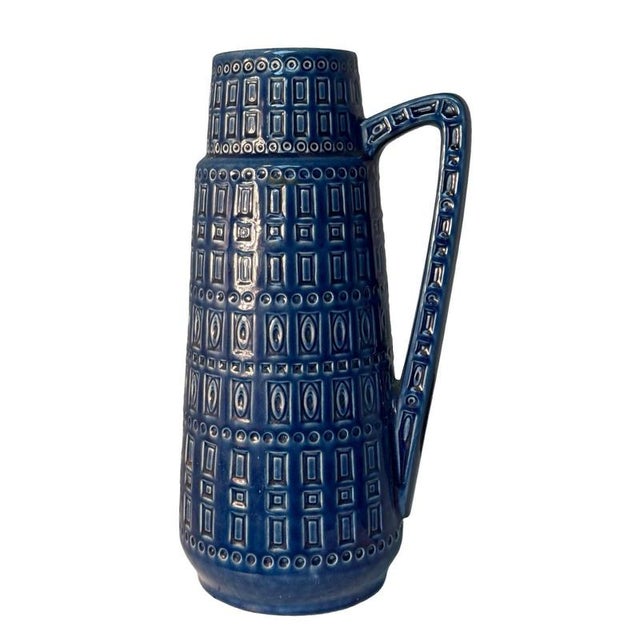 Ceramic Large Pottery Model 416 Inka Blue Floor Vase from Kreuz Ceramics, West Germany For Sale - Image 7 of 7