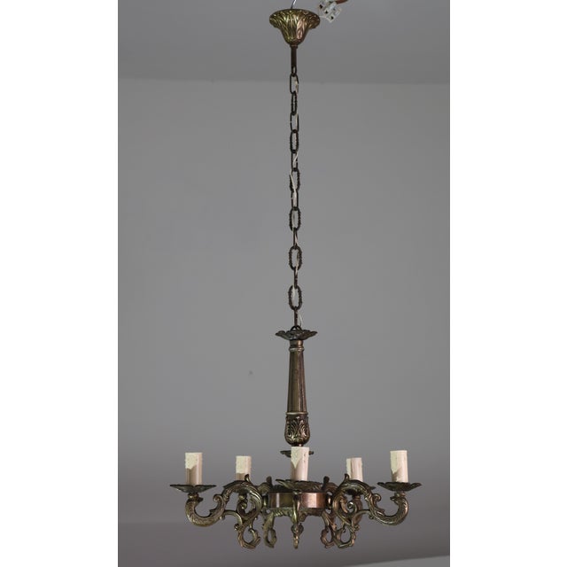 Art Deco Vintage Brass Chandelier, 1960s For Sale - Image 3 of 14