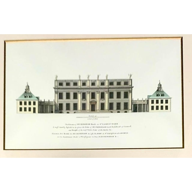 Late 20th Century Buckingham Palace Engraving Vintage Classic British Architecture Print Art Decor Reproduction For Sale - Image 4 of 6