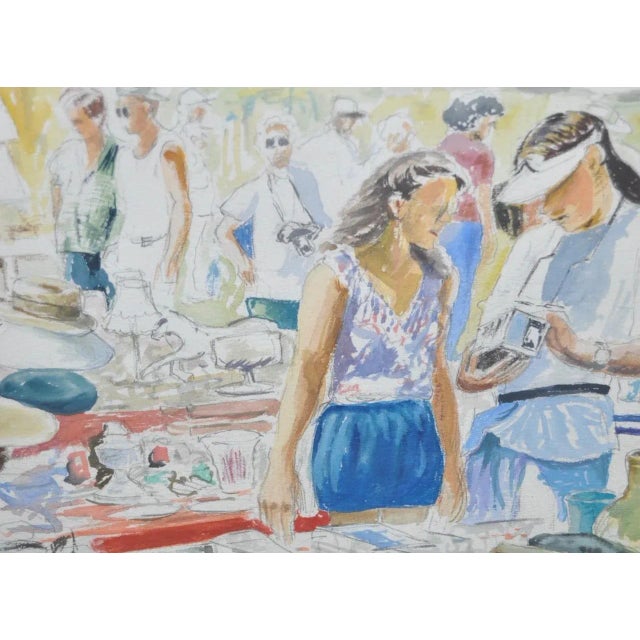 "At The Flea Market" Watercolor Painting c.1997 For Sale In San Francisco - Image 6 of 8